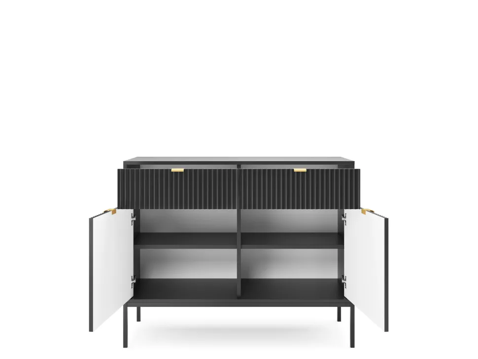 Zestaw mebli do salonu czarny/czarny Delicious ryflowane fronty