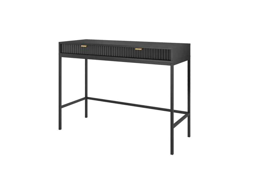 Zestaw mebli do salonu czarny/czarny Delicious ryflowane fronty