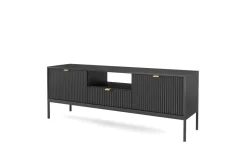 Zestaw mebli do salonu czarny/czarny Delicious ryflowane fronty