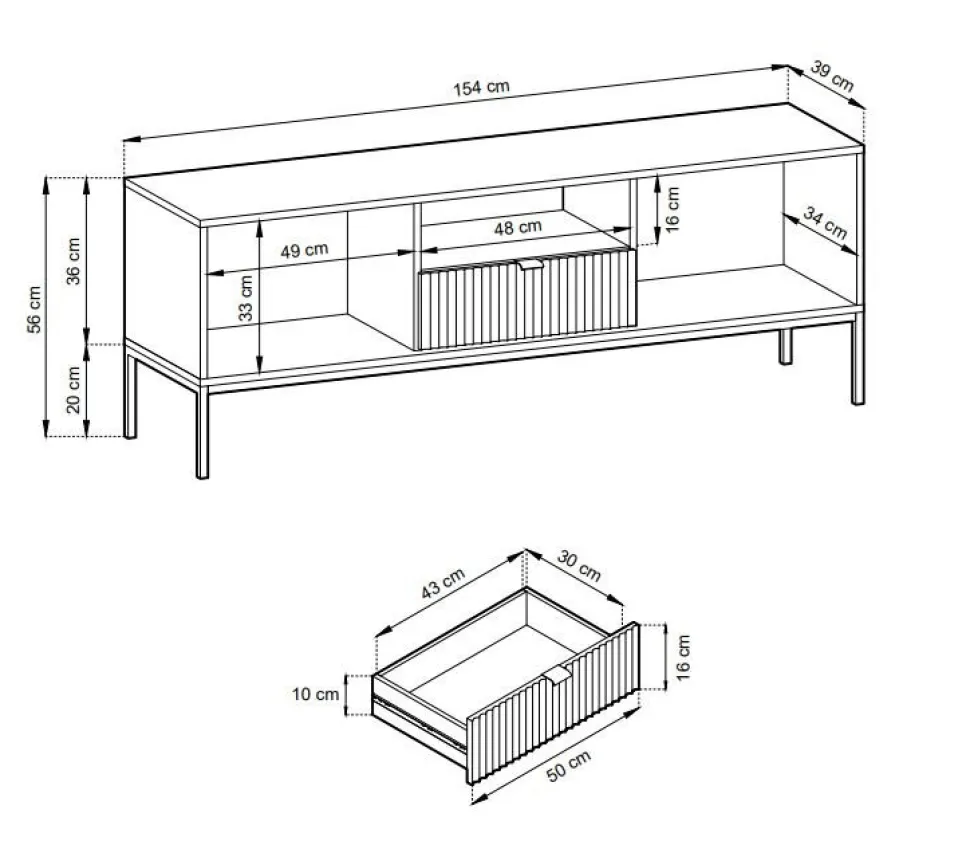 Zestaw mebli do salonu czarny/czarny Delicious ryflowane fronty