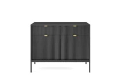 Zestaw mebli do salonu czarny/czarny Delicious ryflowane fronty
