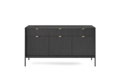 Zestaw mebli do salonu czarny/czarny Delicious ryflowane fronty