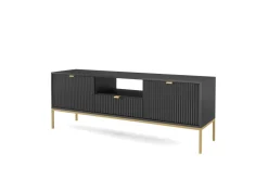 Zestaw mebli do salonu czarny/złoty Delicious ryflowane fronty