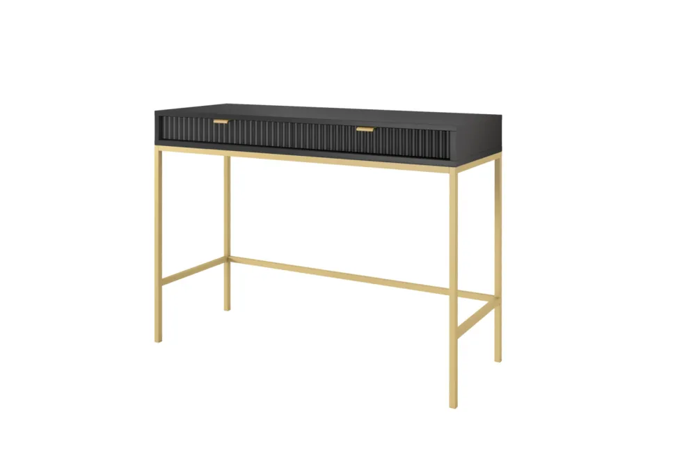 Zestaw mebli do salonu czarny/złoty Delicious ryflowane fronty