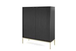 Zestaw mebli do salonu czarny/złoty Delicious ryflowane fronty
