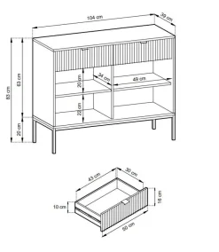 Zestaw mebli do salonu czarny/złoty Delicious ryflowane fronty