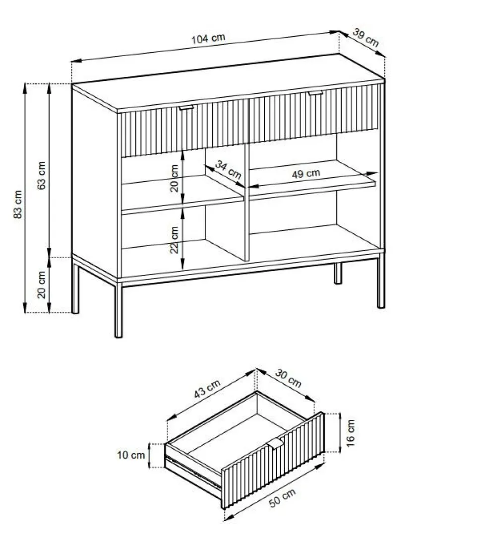 Zestaw mebli do salonu czarny/złoty Delicious ryflowane fronty