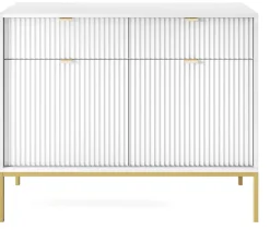 Zestaw mebli do sypialni biały/złoty Delicious ryflowane fronty