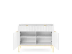 Zestaw mebli do sypialni biały/złoty Delicious ryflowane fronty