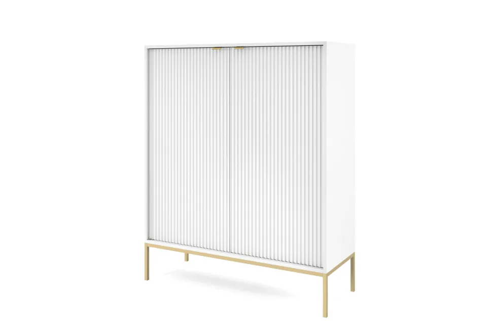Zestaw mebli do sypialni biały/złoty Delicious ryflowane fronty