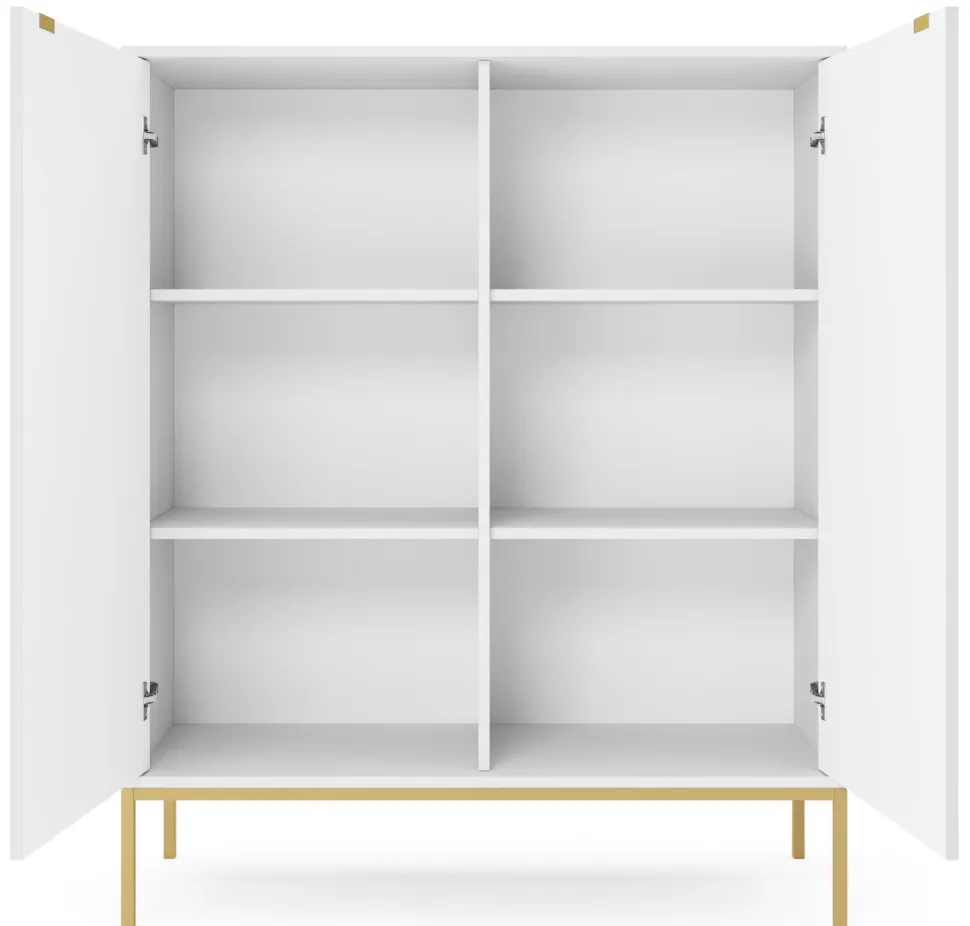 Zestaw mebli do sypialni biały/złoty Delicious ryflowane fronty