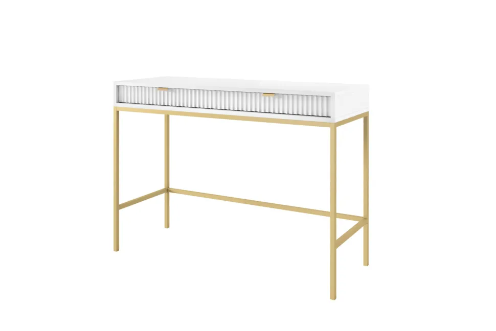 Zestaw mebli do sypialni biały/złoty Delicious ryflowane fronty