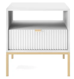 Zestaw mebli do sypialni biały/złoty Delicious ryflowane fronty