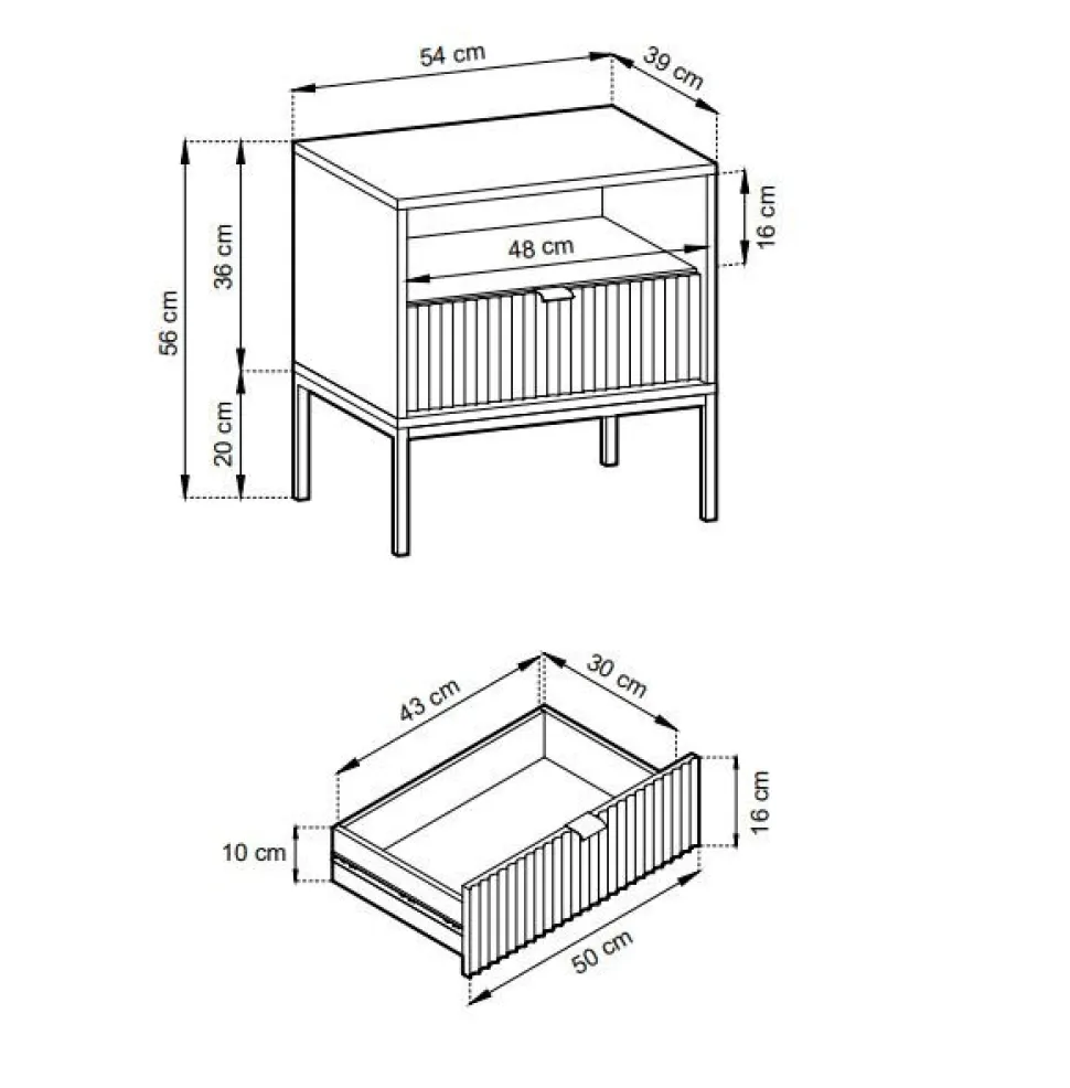Zestaw mebli do sypialni biały/złoty Delicious ryflowane fronty