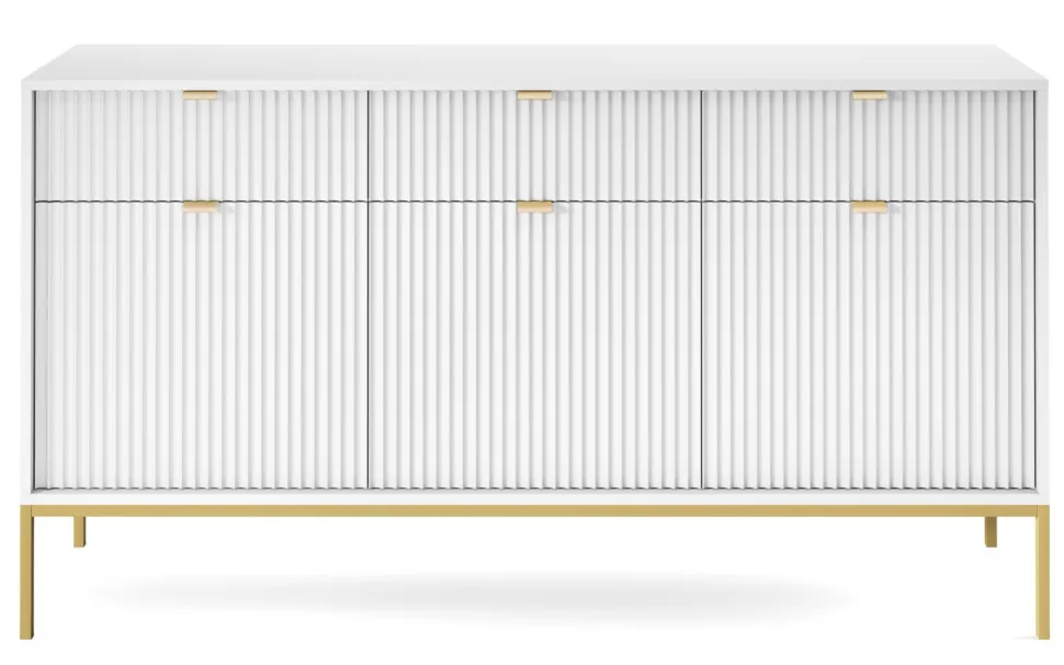 Zestaw mebli do sypialni biały/złoty Delicious ryflowane fronty