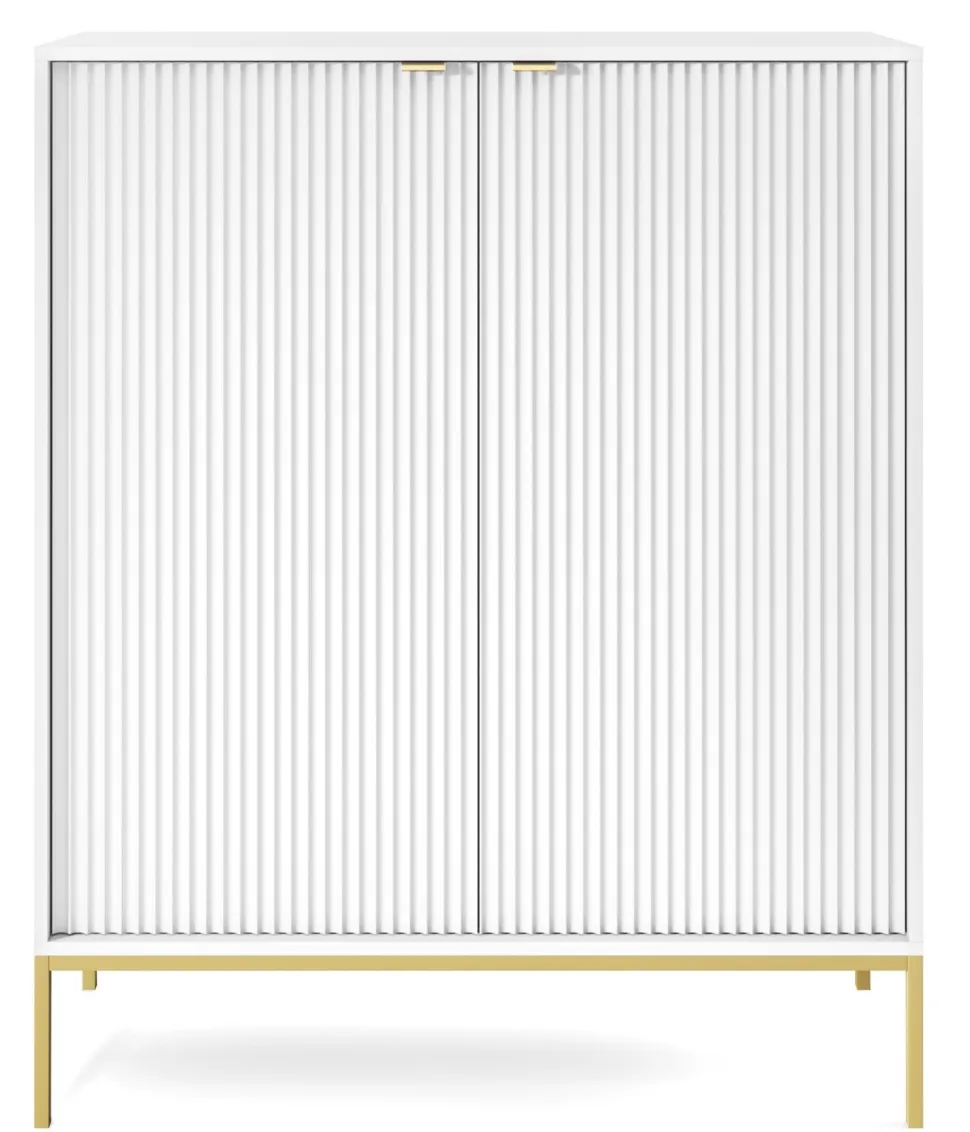Zestaw mebli do sypialni biały/złoty Delicious ryflowane fronty