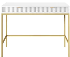 Zestaw mebli do sypialni biały/złoty Delicious ryflowane fronty