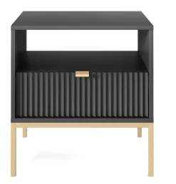Zestaw mebli do sypialni czarny/złoty Delicious ryflowane fronty