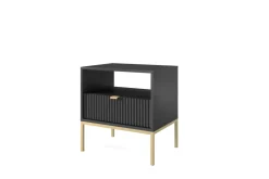 Zestaw mebli do sypialni czarny/złoty Delicious ryflowane fronty