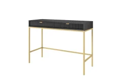 Zestaw mebli do sypialni czarny/złoty Delicious ryflowane fronty