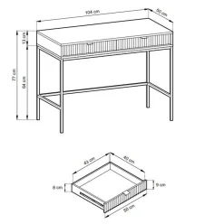 Zestaw mebli do sypialni czarny/złoty Delicious ryflowane fronty
