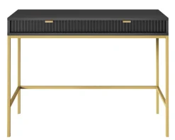 Zestaw mebli do sypialni czarny/złoty Delicious ryflowane fronty