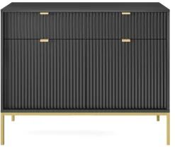 Zestaw mebli do sypialni czarny/złoty Delicious ryflowane fronty