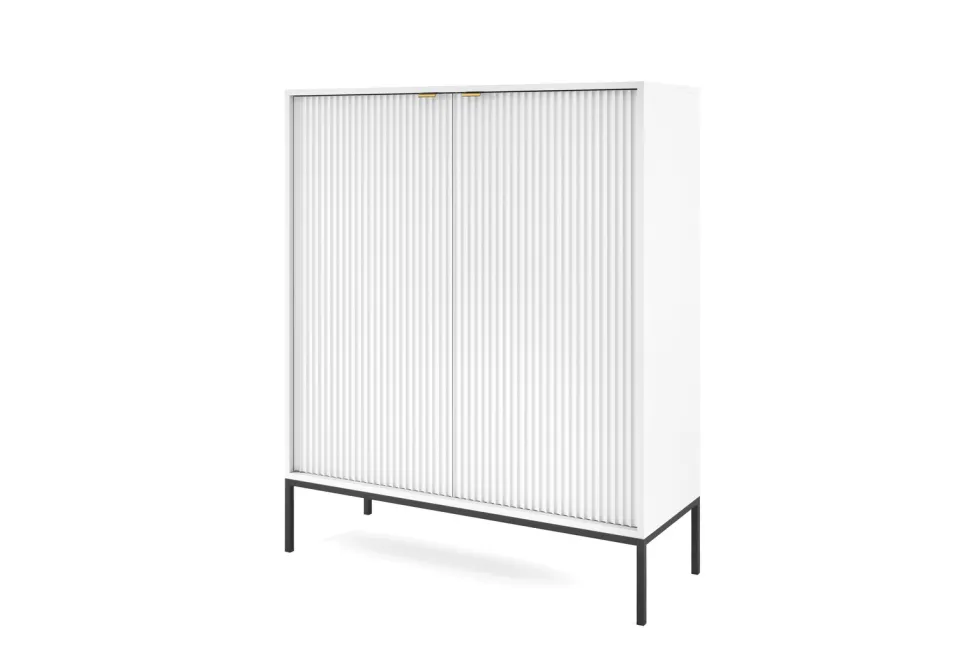 Zestaw mebli do sypialni biały/czarny Delicious ryflowane fronty