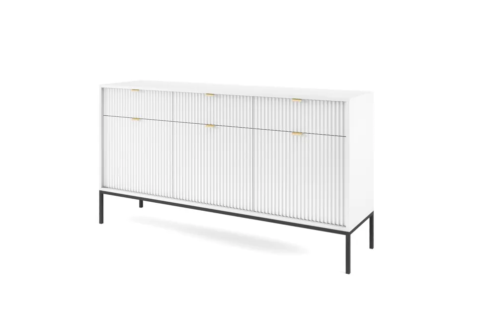 Zestaw mebli do sypialni biały/czarny Delicious ryflowane fronty