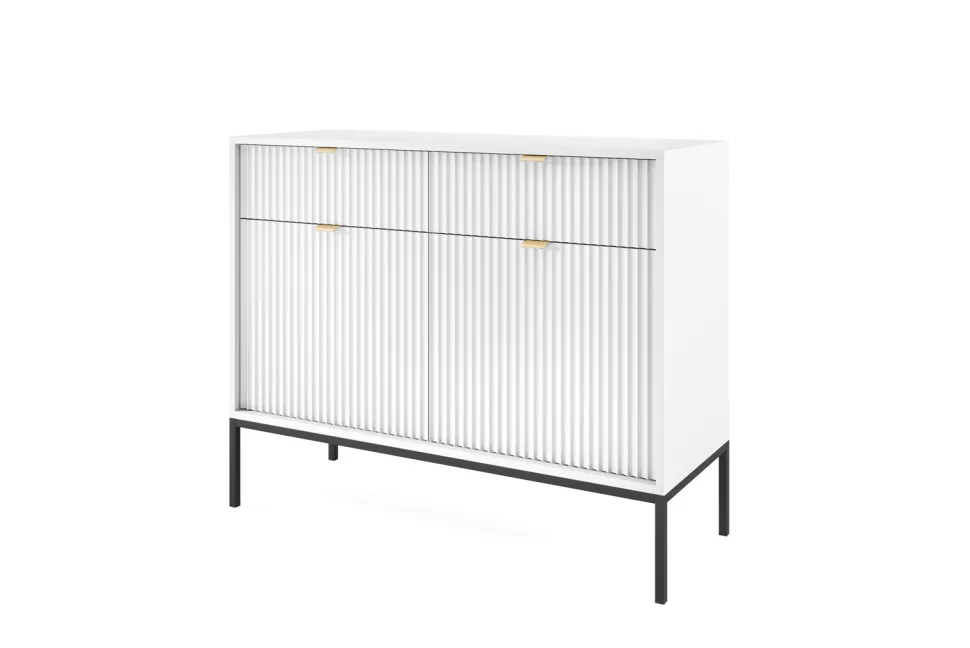 Zestaw mebli do sypialni biały/czarny Delicious ryflowane fronty