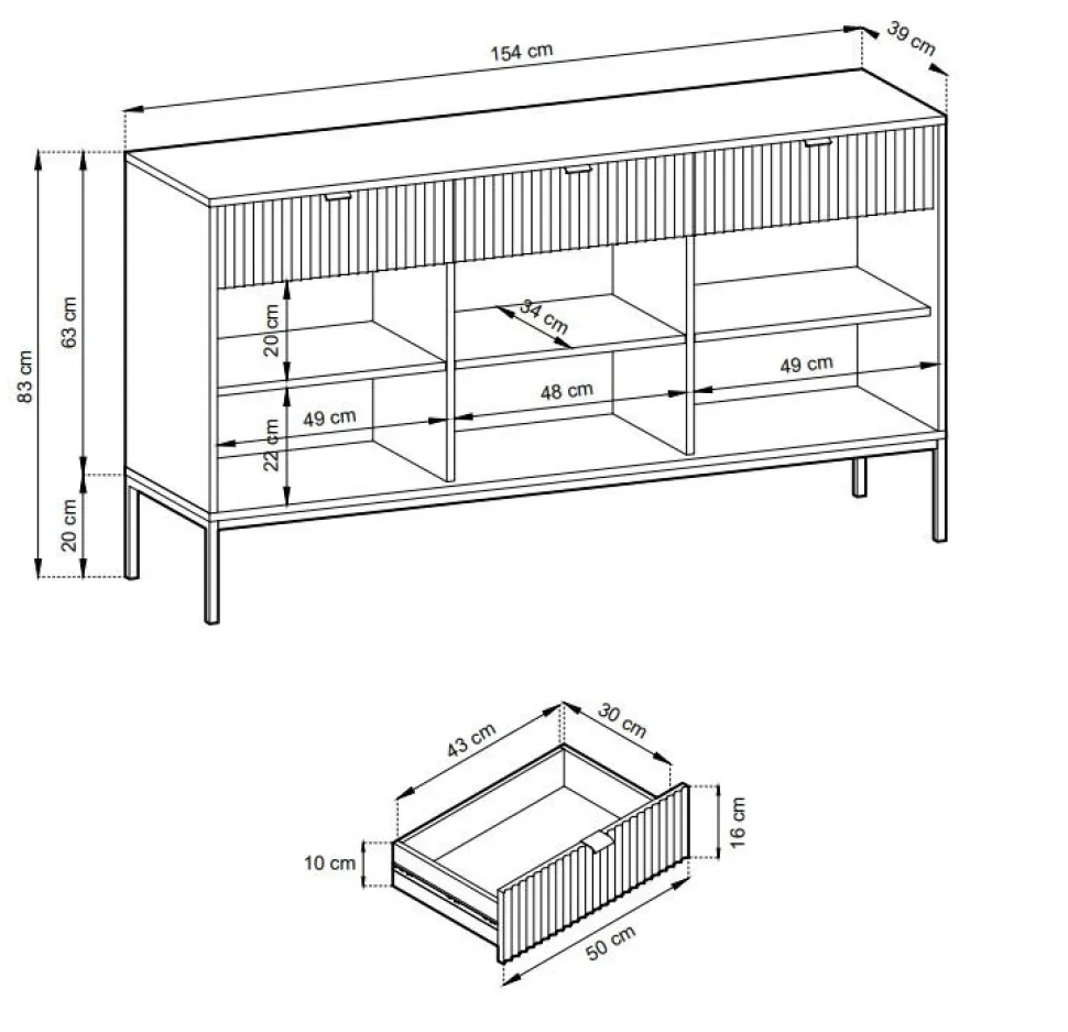Zestaw mebli do sypialni biały/czarny Delicious ryflowane fronty