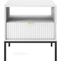 Zestaw mebli do sypialni biały/czarny Delicious ryflowane fronty