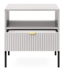 Zestaw mebli do sypialni szary/czarny Delicious ryflowane fronty