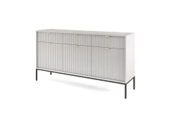 Zestaw mebli do sypialni szary/czarny Delicious ryflowane fronty