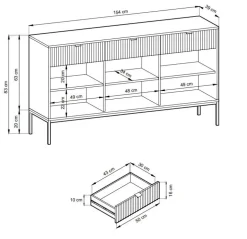 Zestaw mebli do sypialni szary/czarny Delicious ryflowane fronty
