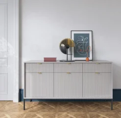 Zestaw mebli do sypialni szary/czarny Delicious ryflowane fronty