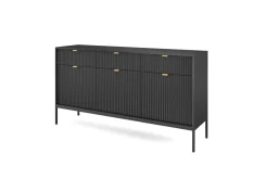 Zestaw mebli do sypialni czarny/czarny Delicious ryflowane fronty