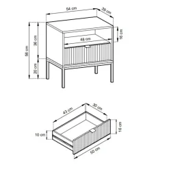 Zestaw mebli do sypialni czarny/czarny Delicious ryflowane fronty