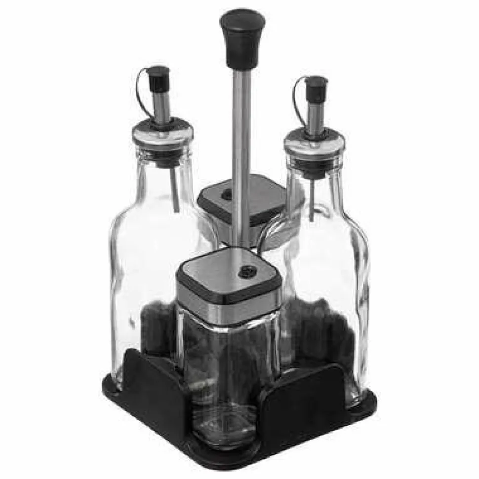 Zestaw na przyprawy szklany butelki na oliwe, ocet i przyprawy